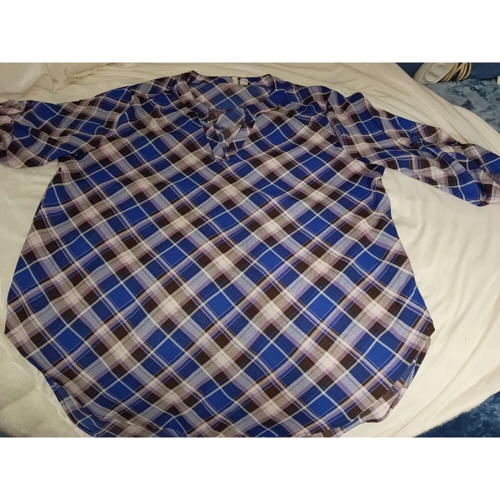 Plaid asymmetrical tunic top women's size 18/20